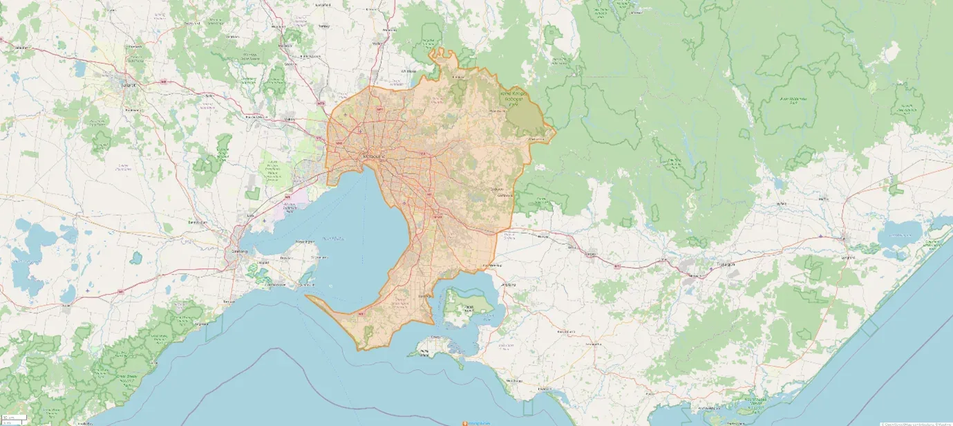 Map highlighting the Eastside Plumbing Group service area across Melbourne's eastern and south-eastern suburbs